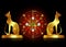Wiccan symbol of protection. Set of Mandala Witches runes and golden cats, Mystic Wicca divination. Golden Ancient occult symbols