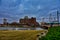 Wichita ks city skyline with epic center and river