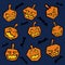 Wicked Pumpkins with Grimaces and Bats Halloween Theme