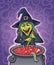 Wicked Witch Brewing Spell in Cauldron