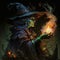 wicked witch casting spells of terror, fantasy art, AI generation