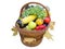 Wicker basket with autumn fruit and vegetables