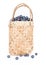 Wicker basket with Blueberries Isolate on white