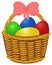 Wicker basket with colored Easter Eggs