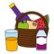 wicker basket fruit wine and juice food picnic