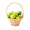 Wicker basket full of multiple ripe limes