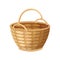 Wicker basket icon. Container hand woven. Decorative accessorie for storage or carrying. Straw handmade container. Empty