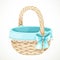 Wicker basket of light vines and Easter decor