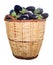 Wicker basket with ripe eggplants