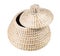 Wicker basket from seagrass with slightly open lid