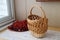Wicker basket and viburnum berries