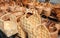 Wicker baskets ready for sale at the market