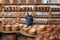 Wicker baskets on sale in a factory shop in Camacha on Madeira Island. Portugal