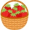Wicker brown basket full of red strawberries