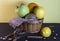 Wicker decorative cart with fruits