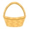 Wicker empty vector basket isolated, flat illustration