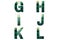 Wicker font Alphabet g, h, i, j, k, l made of fresh green palm leaves.