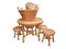 Wicker furniture - table, chair and baskets isolated over white