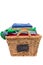 Wicker laundry basket filled with clean clothes