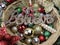 wicker peace basket - word BELIEVE (sparkly Christmas balls)