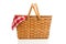 Wicker Picnic Basket with Gingham Cloth