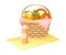 Wicker Picnic Basket or Hamper Full with Foodstuff Vector Illustration