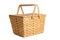 Wicker picnic basket on white