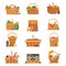 Wicker Picnic Baskets and Hampers Icons