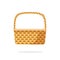 Wicker picnic weave basket or rustic bag vector flat cartoon icon isolated clipart