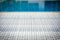 Wicker rattan pool sun bed deckchair at swimming pool