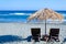 Wicker umbrella on the beach