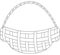 Wicker wooden picnic basket. Black and white coloring. Isolated