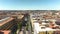 Wide aerial capture of rome italy during the sumer from a drone during sunrise in the morning