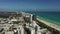 Wide aerial Miami Beach oceanfront scene 4k