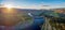 Wide aerial panorama of Tumut river.
