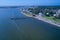 Wide aerial view of downtown Southport NC.