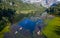 Wide aerial view with drone of Quetrus lagoon