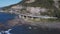 wide aerial view of sea cliff bridge- flying towards the south