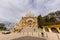 Wide angle capture of the entrance of the Temple of the Sacred Heart of Jesus at the peak of the Parc Tibidabo at Barcelona, Spain