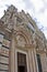 Wide angle detail of external architecture of Siena cathedral