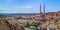 Wide angle drone panorama of Sharm El Sheikh coastline with Al Sahaba Mosque