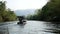 Wide angle footage of boating and rafting trip along River Kwai