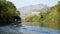 Wide angle footage of boating and rafting trip along River Kwai