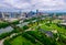 Wide Angle Green Paradise Over Modern Butler Park Capital City Skyline View of Austin Texas