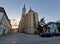 Wide angle image of Kostel sv. Morice Saint Maurice church in Kromeriz at sunset