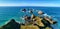 A wide-angle image of the Nugget Point location in Otago region of the South Island of New Zealand