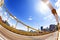 Wide angle image of Roberto Clemente Bridge