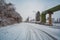 Wide angle industrial winter landscape