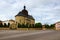 Wide-angle landscape view of Holy Trinity Church in the entrance to the historic Old Town