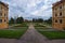 Wide angle landscape view of scenic garden in Jaromerice nad Rokytnou baroque palace, national cultural monument.